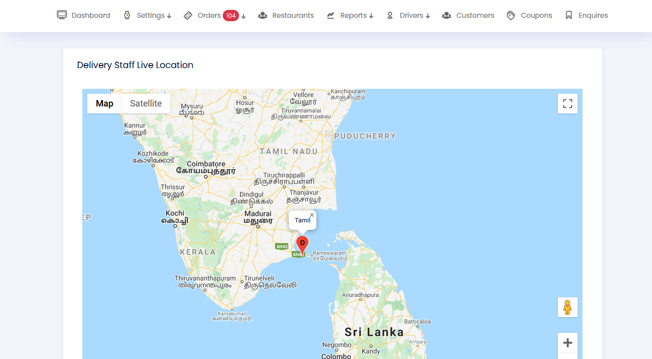 online food ordering admin panel